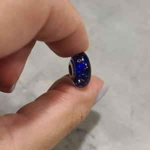 Pandora Murano glass blue charm w/ crystals inside